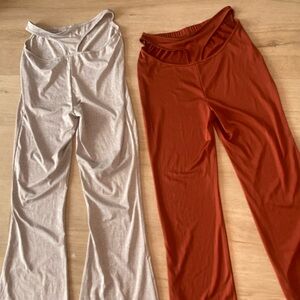 Set of Two Flared Pants in Gray and Rust